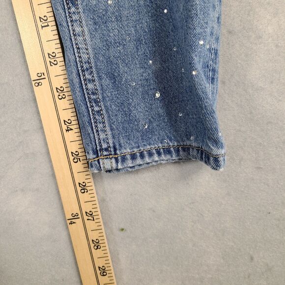 Divided by H&M Jeans Women's Size 2 (24x25.5) Button Fly Bling‎ Rhinestone Blue - Picture 10 of 11